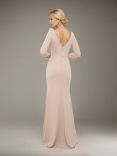 Sheath/Column Scoop Floor-Length Crepe Mother of the Bride Dress